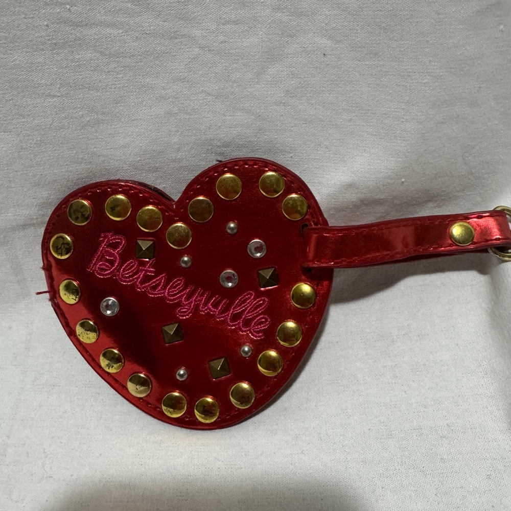 Betsey Johnson Red Heart-Shaped Luggage Tag